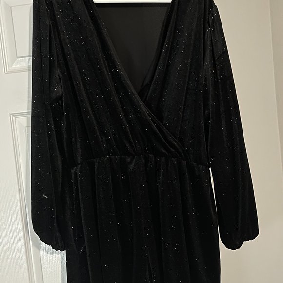Black Shimmery Short Romper Dress - Picture 2 of 2
